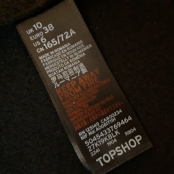 Topshop Belted Pencil Skirt Black Front Slit Sz 6 - Picture 5 of 5